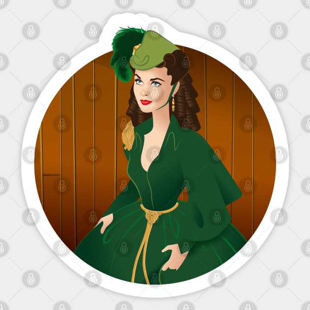 Scarlett green velvet Sticker by AlejandroMogolloArt